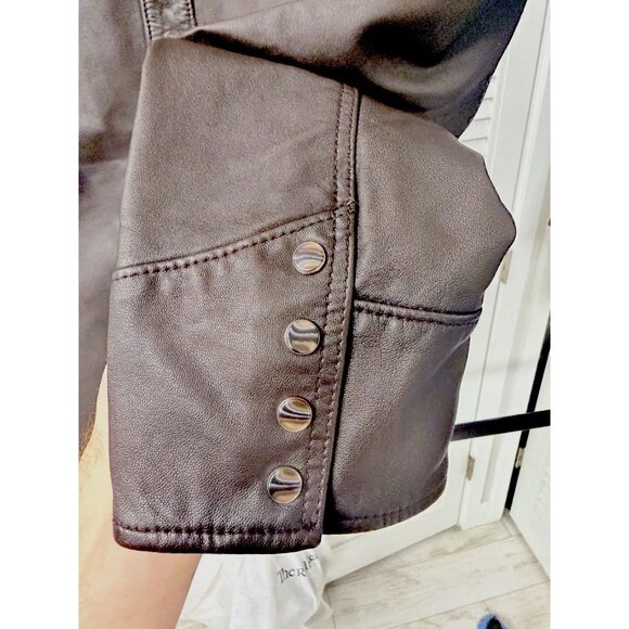 John Varvatos Chocolate Brown Leather Western Insp Sexy Shirt, Button/design - Picture 2 of 9